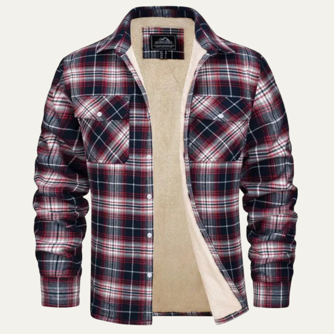 VogeLuxe | Men’s Warm Fleece Lined Plaid Shirt Jacket