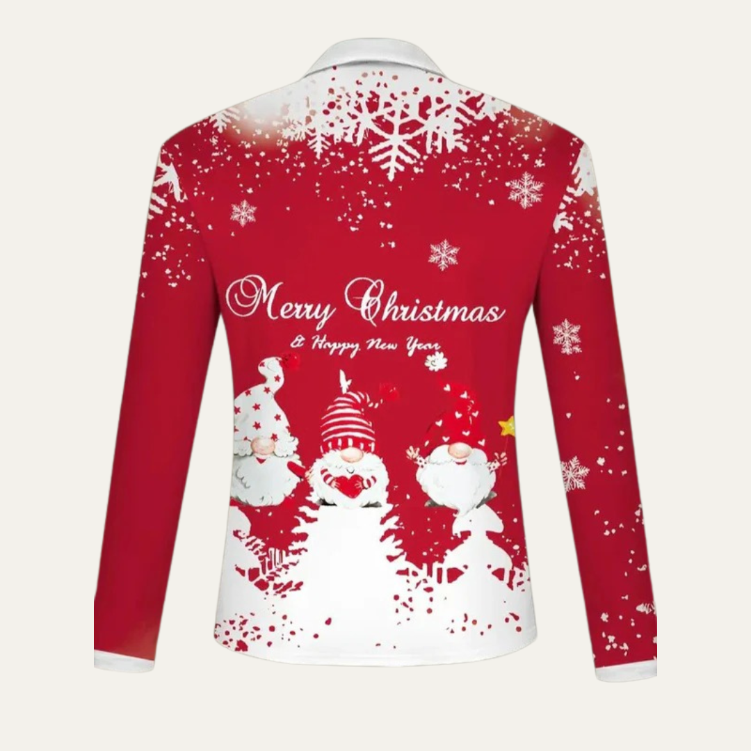 VogeLuxe | Men’s Christmas Quarter Zip Long Sleeve Polo Shirt