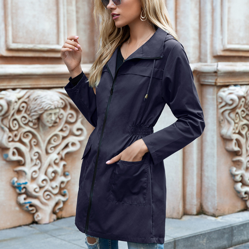 Waterproof Women's Hooded Raincoat for Outdoor Use