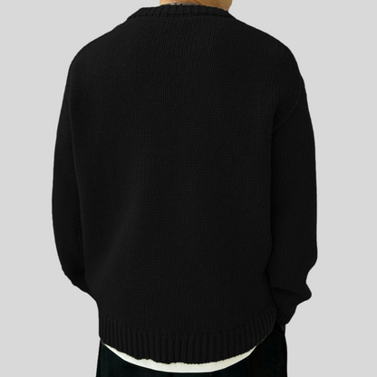 VogeLuxe | Men’s Oversized Heavy Rib Knit Crew Neck Sweater