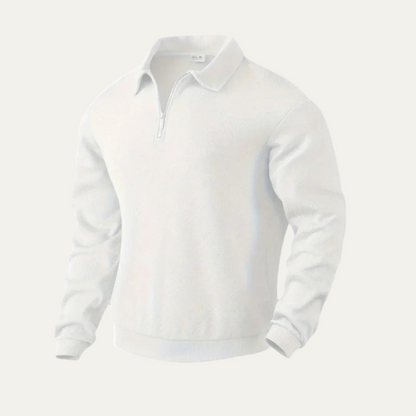 VogeLuxe | Men’s Textured Quarter Zip Polo Sweater