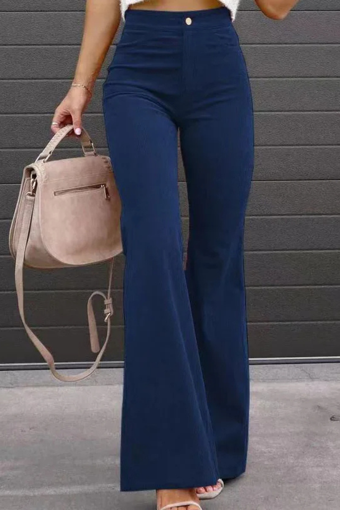 Classic Wide Leg Velvet Trousers for Women