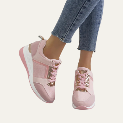 VogeLuxe | Women’s Platform Wedge Sneakers with Metallic Accents