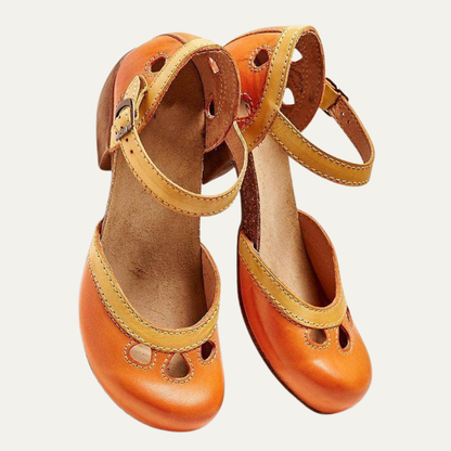 VogeLuxe | Women’s Closed Toe Block Heel Pump with Cutout Toe Detail