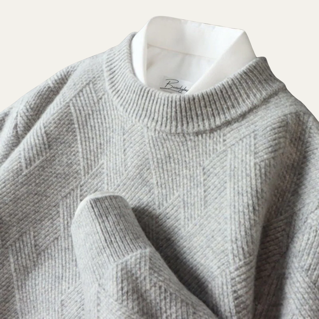 VogeLuxe | Men’s Geometric Knit Crew Neck Sweater