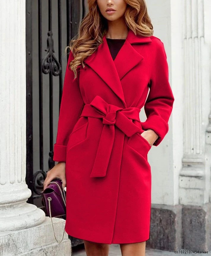Classic Women's Trench Coat with Belted Waist
