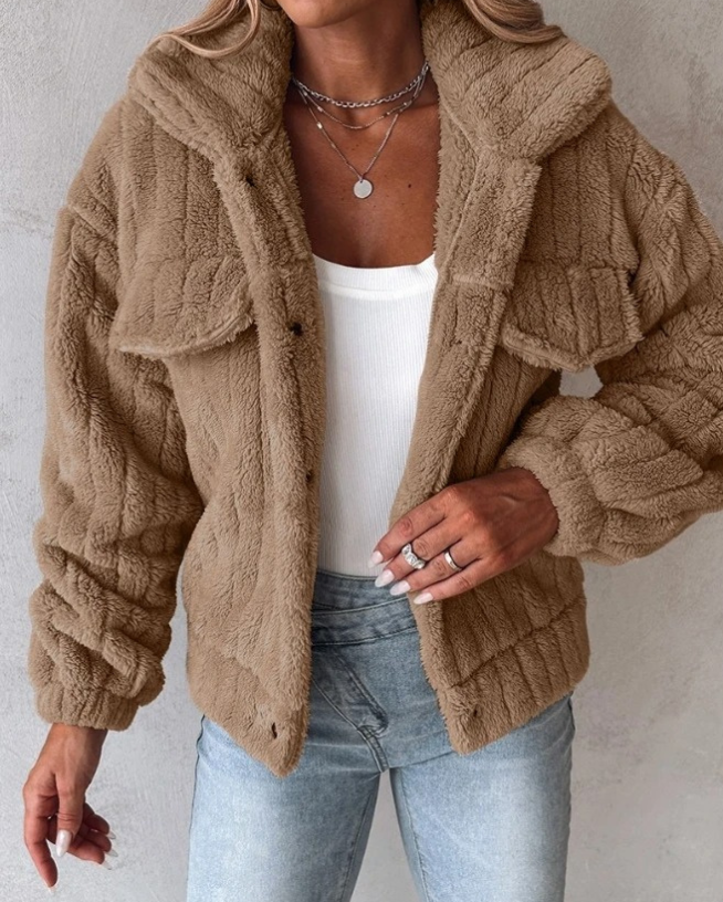Soft Fleece Women's Button Up Jacket
