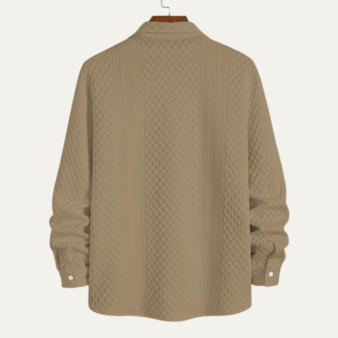 VogeLuxe | Men’s Embossed Waffle Texture Button Down Shirt