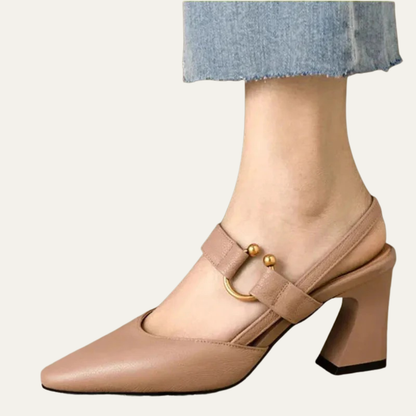 VogeLuxe | Women’s Pointed Toe Slingback Pumps with Block Heel