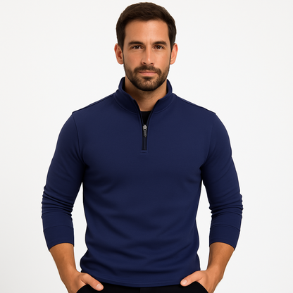 VogeLuxe | Men’s Fitted Quarter Zip Stand Collar Pullover