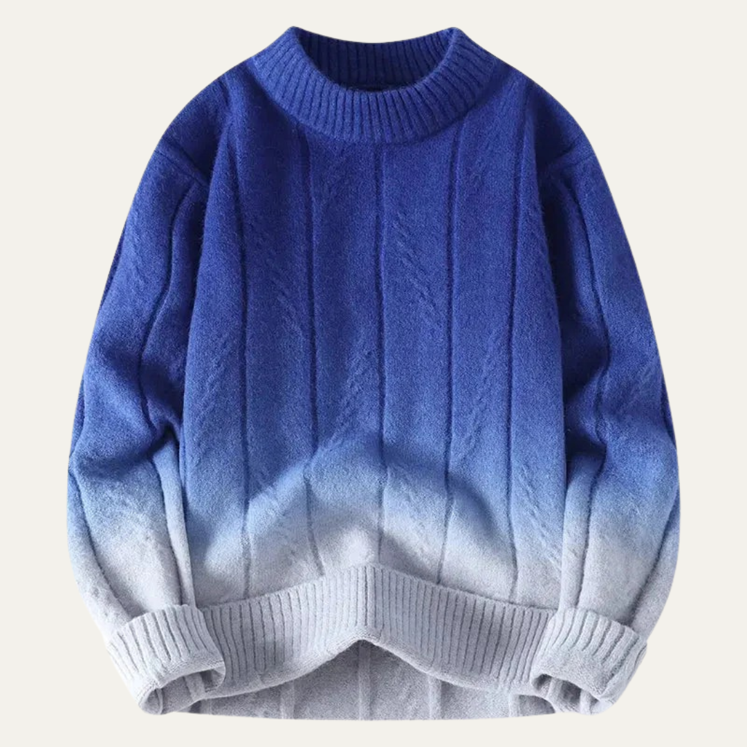VogeLuxe | Men’s Rib Knit Ombre Crewneck Sweater