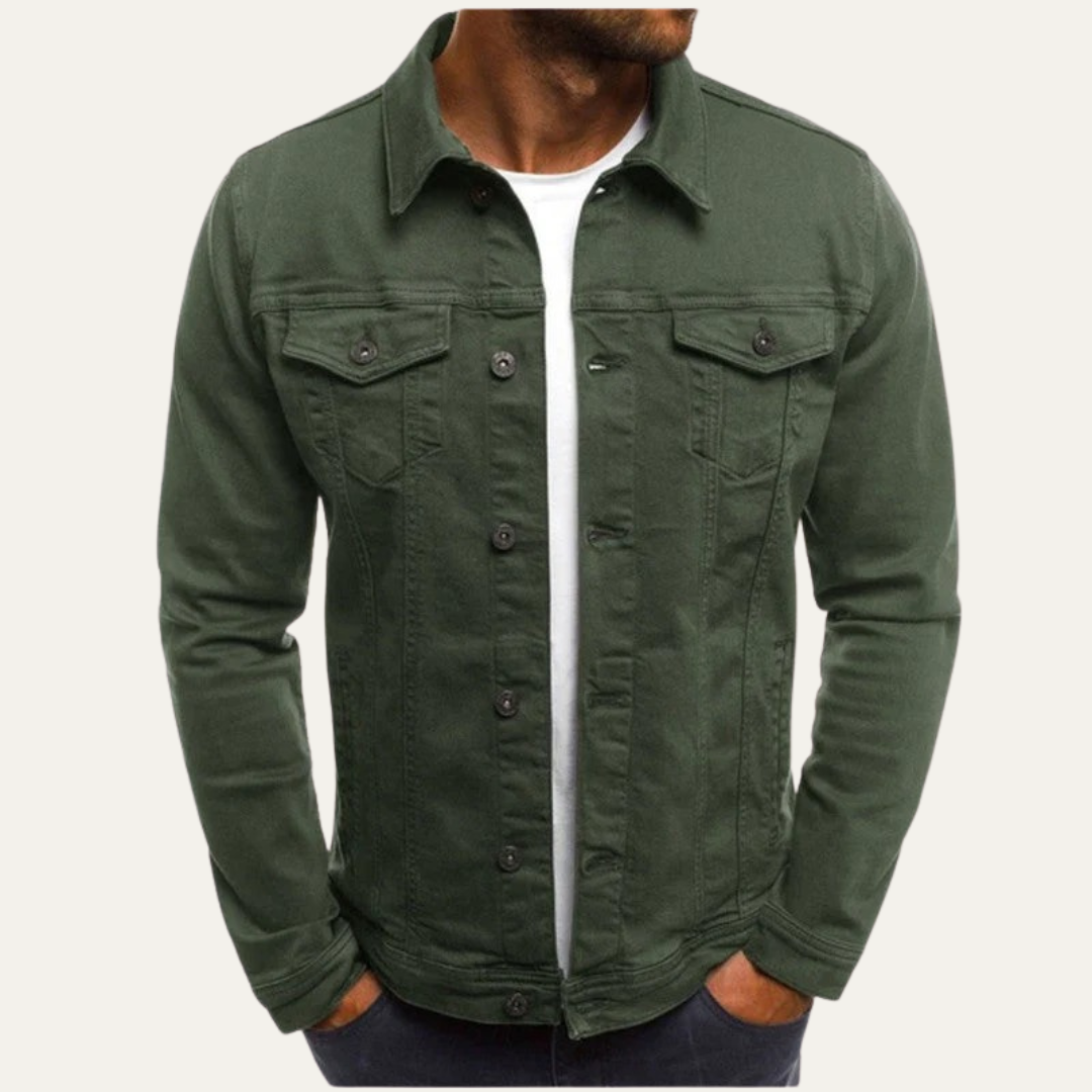 VogeLuxe | Men’s Suede Style Button Front Stand Collar Jacket