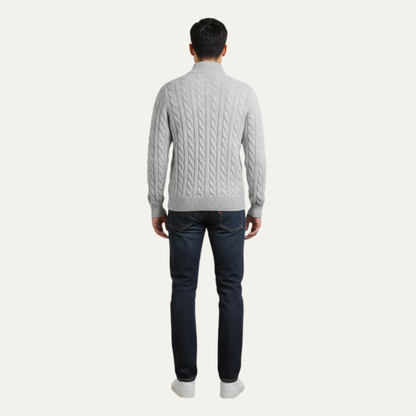 VogeLuxe | Men’s Cable Knit Fit Quarter Zip Sweater