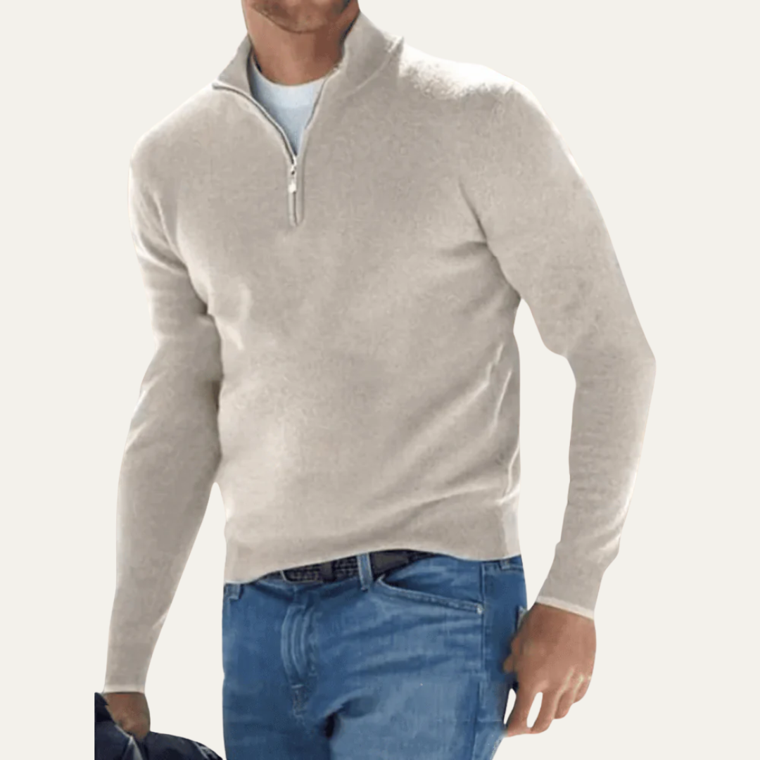 VogeLuxe | Men’s Minimalist Quarter Zip Long Sleeve Pullover