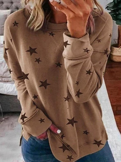 Cozy Winter Star Pattern Crew Neck Sweater