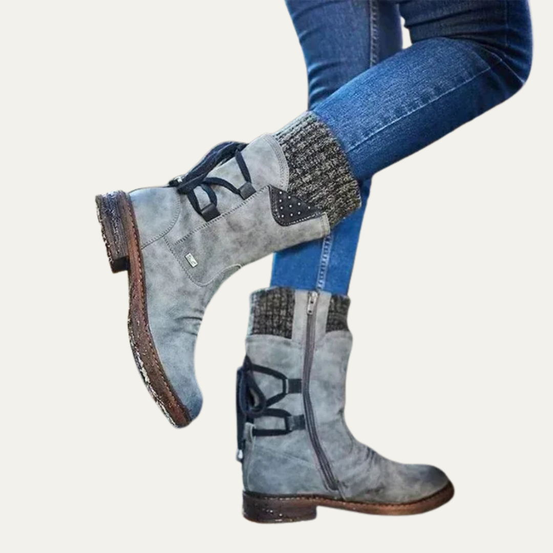 VogeLuxe | Women’s Mid Calf Winter Boots with Slouchy Suede Look