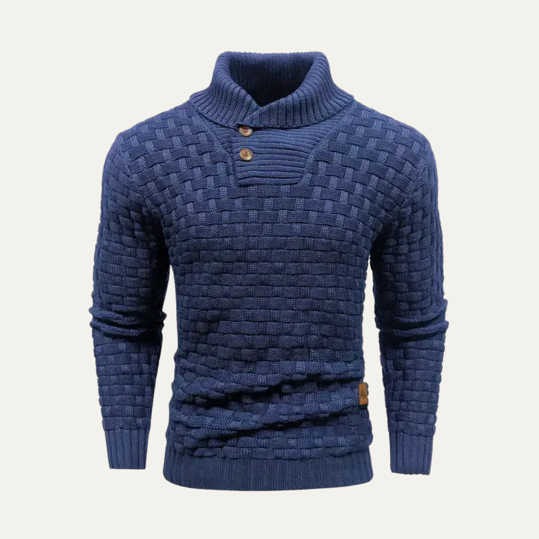 VogeLuxe | Men’s Heavy Knit Shawl Collar Pullover