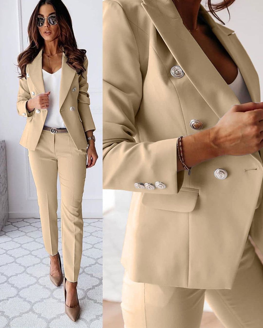 Classic Fit Women's Double Breasted Business Suit