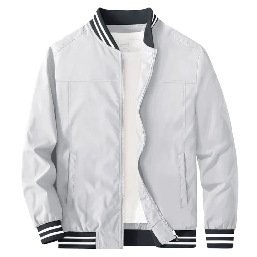 VogeLuxe | Men’s Classic Striped Trim Bomber Jacket