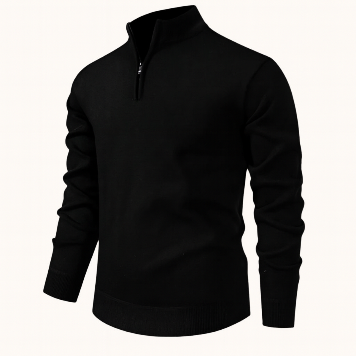 VogeLuxe | Men’s Solid Quarter Zip Stand Collar Pullover