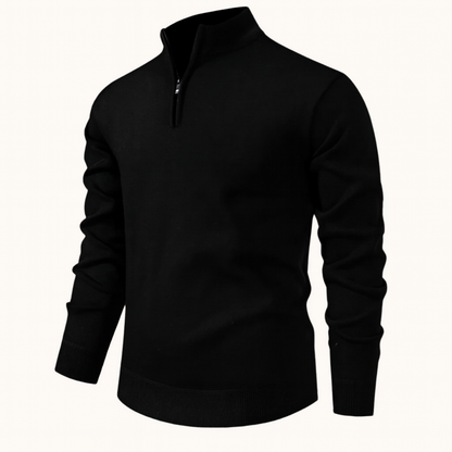 VogeLuxe | Men’s Solid Quarter Zip Stand Collar Pullover