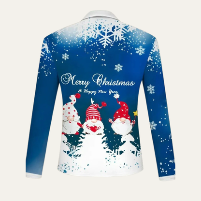 VogeLuxe | Men’s Festive Gnome Quarter-Zip Christmas Polo