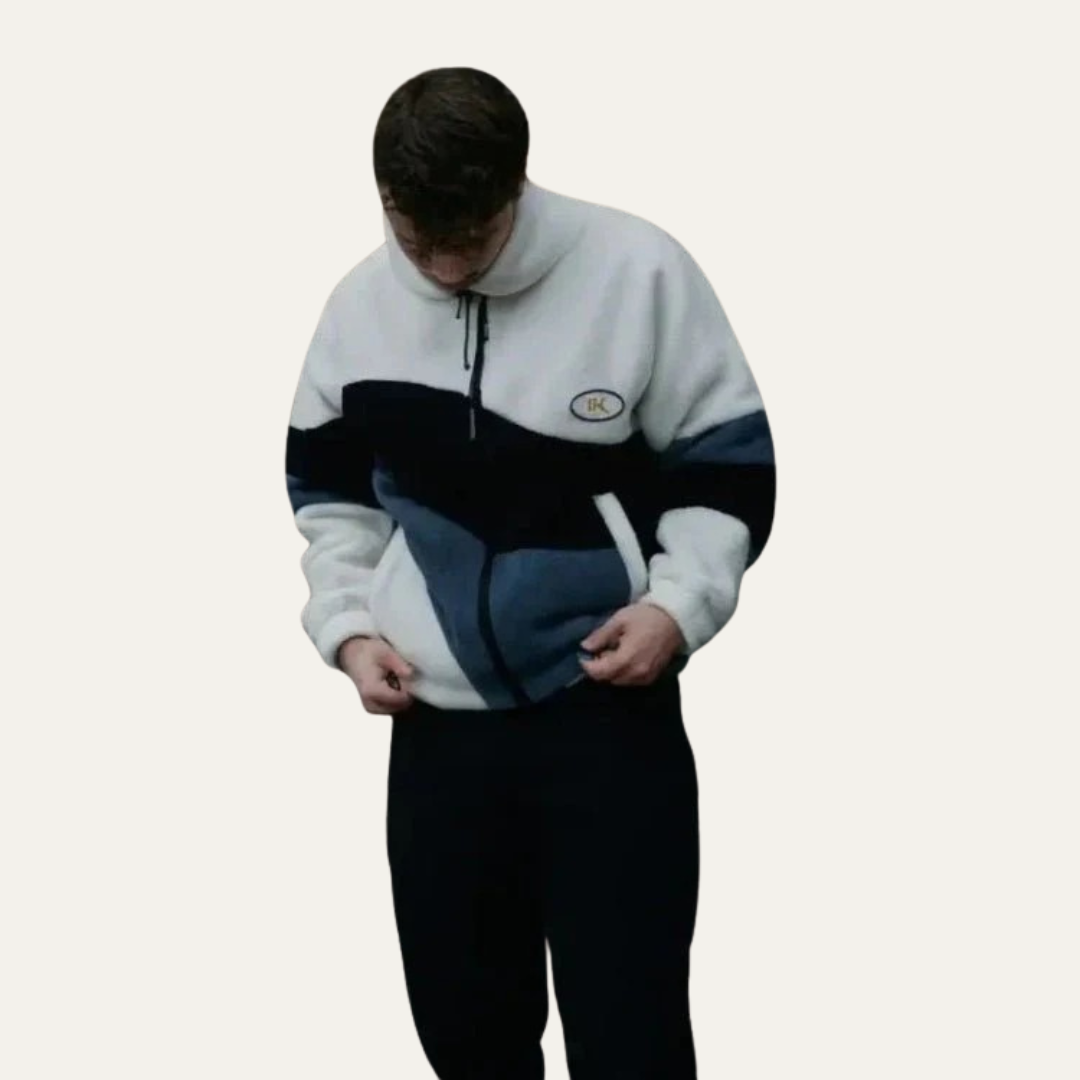 VogeLuxe | Men’s Sherpa Color Block Zip Jacket