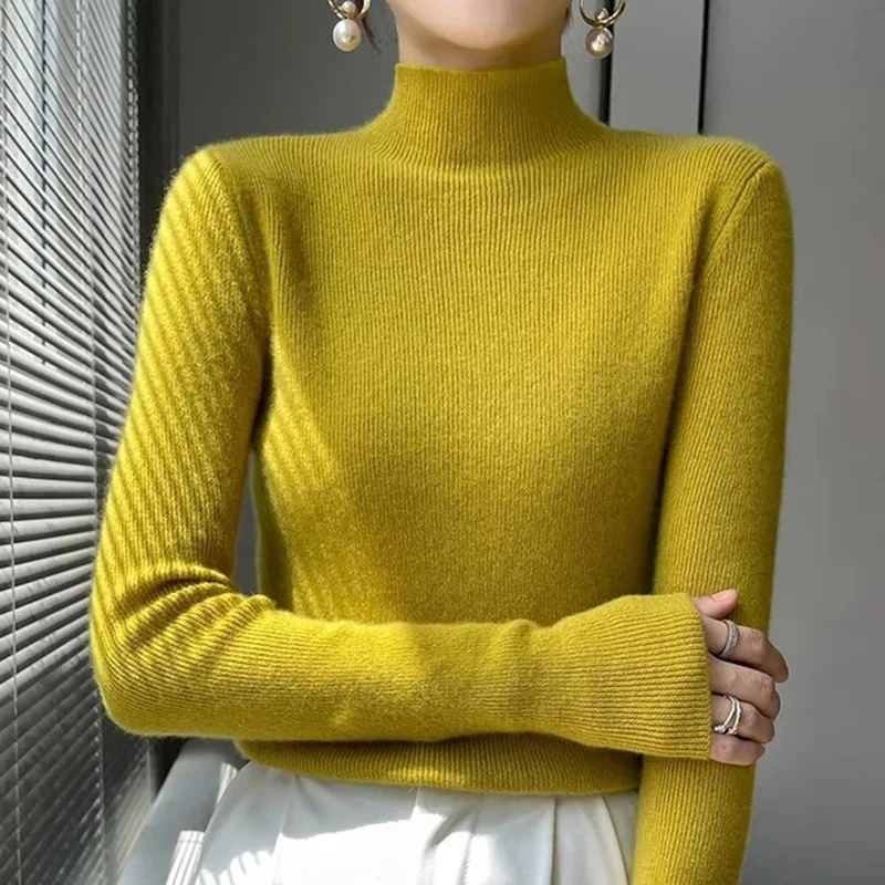 Warm Fitted Ladies Wool Sweater for Winter