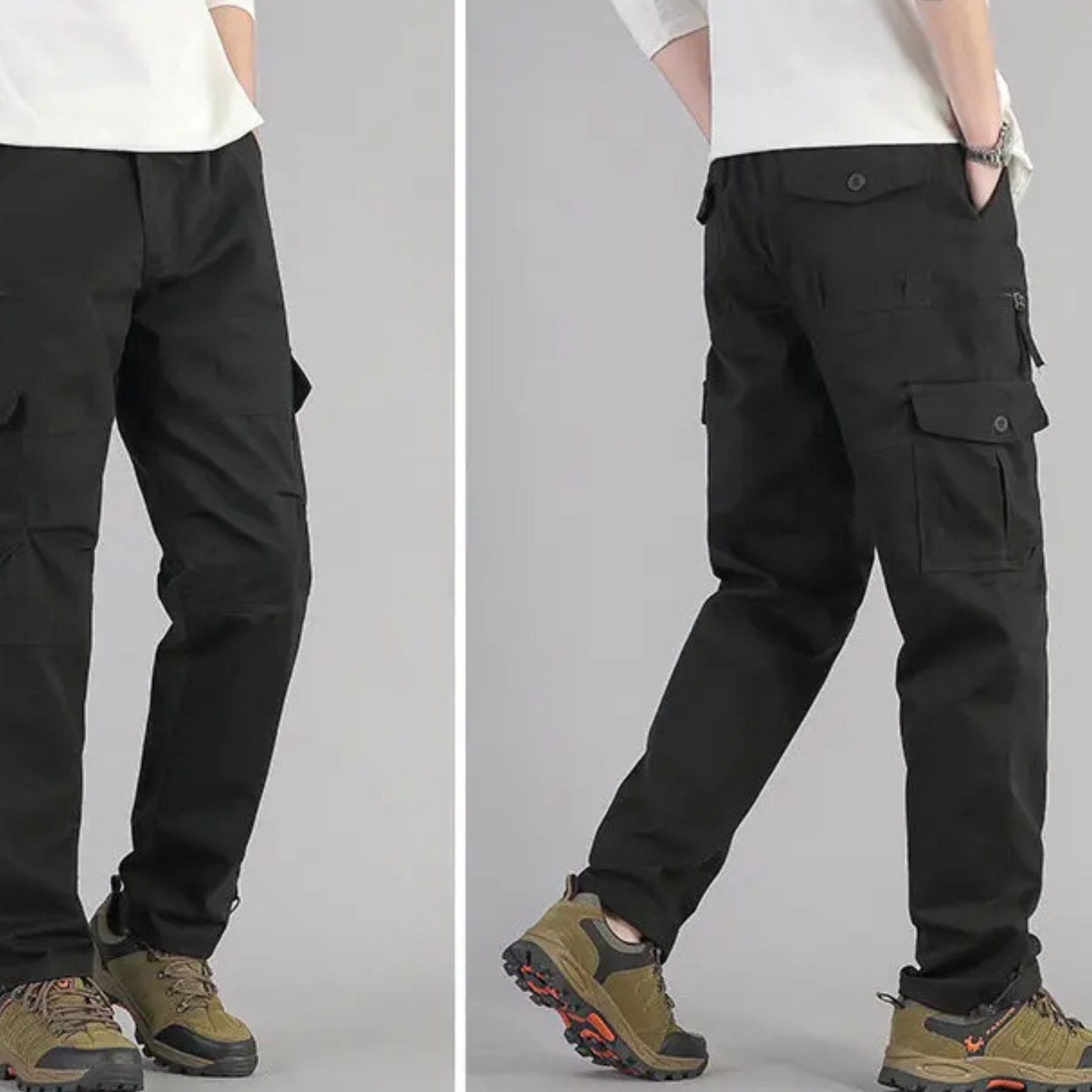 Relaxed Fit Cargo Pants for Men with Elastic Waist