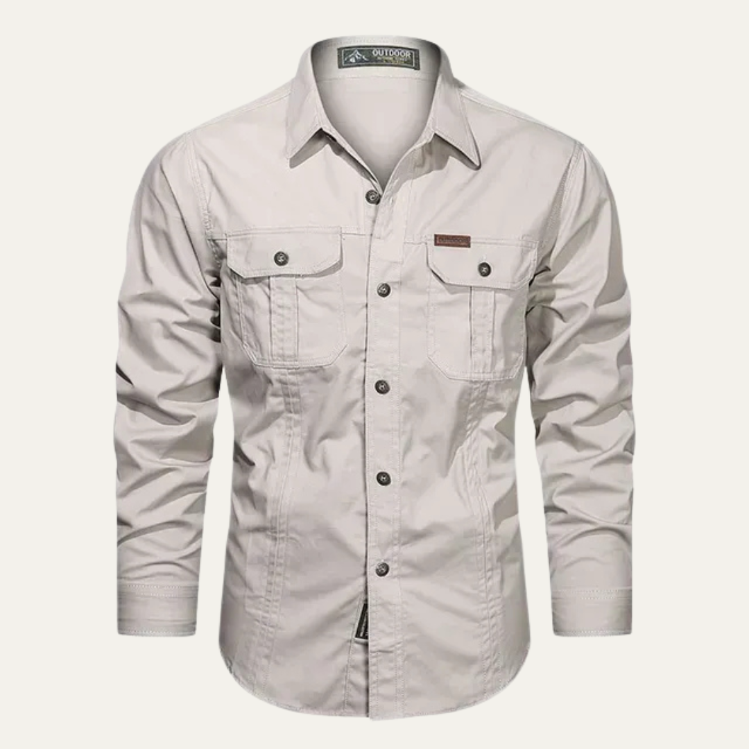 VogeLuxe | Men’s Long Sleeve Tactical Button Shirt