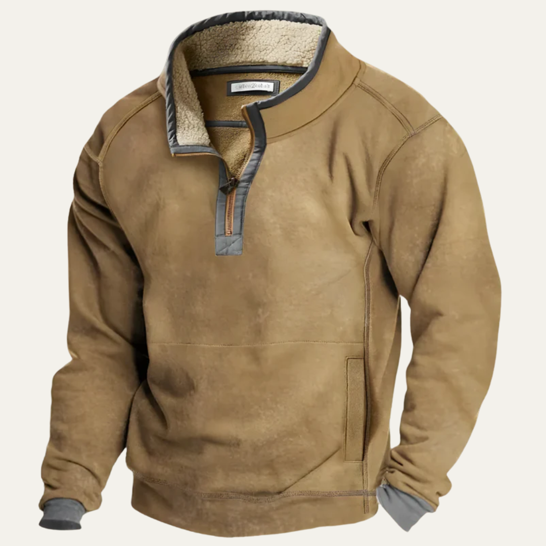 VogeLuxe | Men’s Fleece Pullover Sweater with Stand Collar