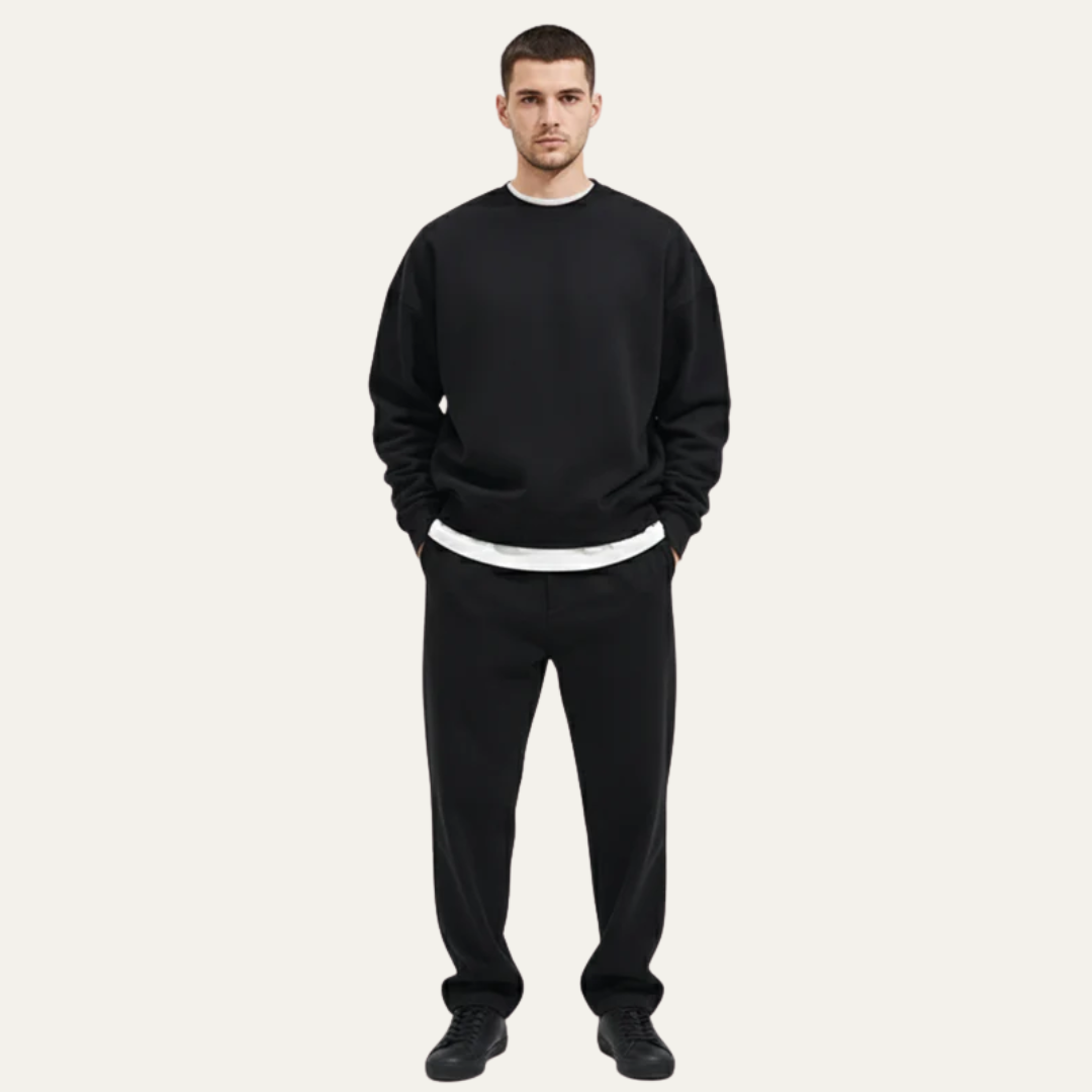 VogeLuxe | Men’s Oversized Crewneck Sweatshirt With Exposed Seam