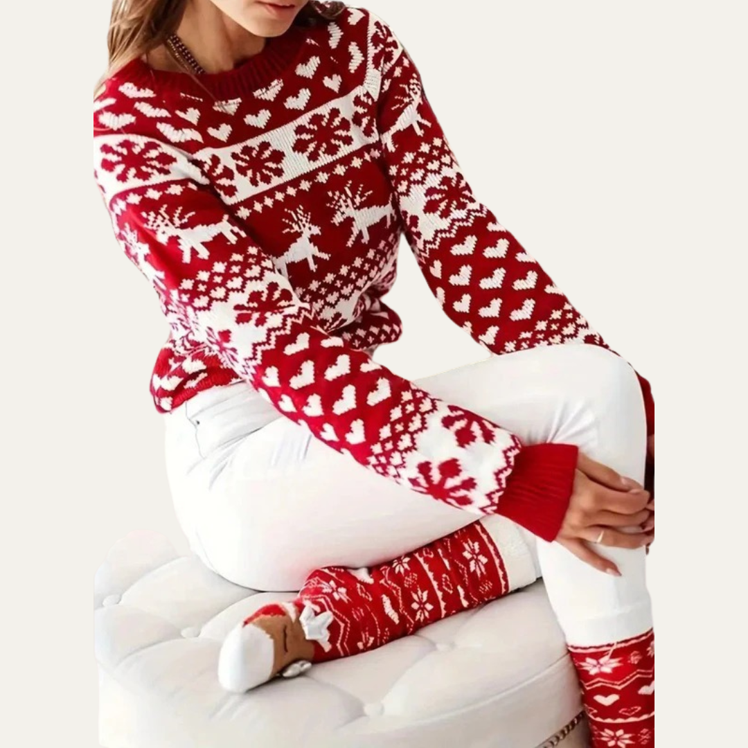 VogeLuxe | Women’s Fair Isle Knitted Crewneck Sweater