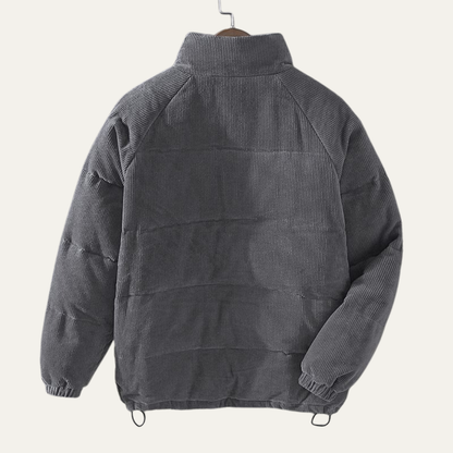 VogeLuxe | Men’s Warm Corduroy Puffer Jacket with Stand Collar