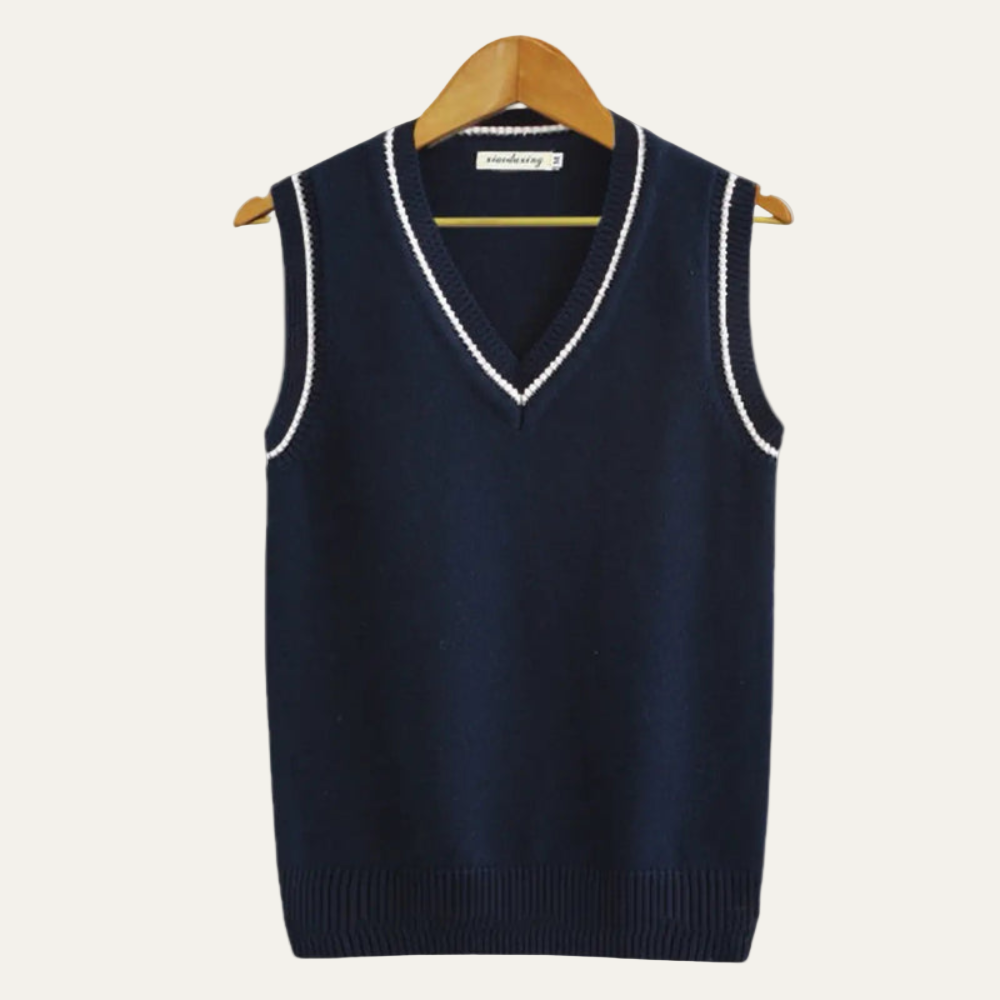 VogeLuxe | Men’s Textured V Neck Striped Sweater Vest