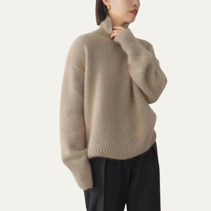 VogeLuxe | Women’s Oversized Ribbed Turtleneck Knit Sweater