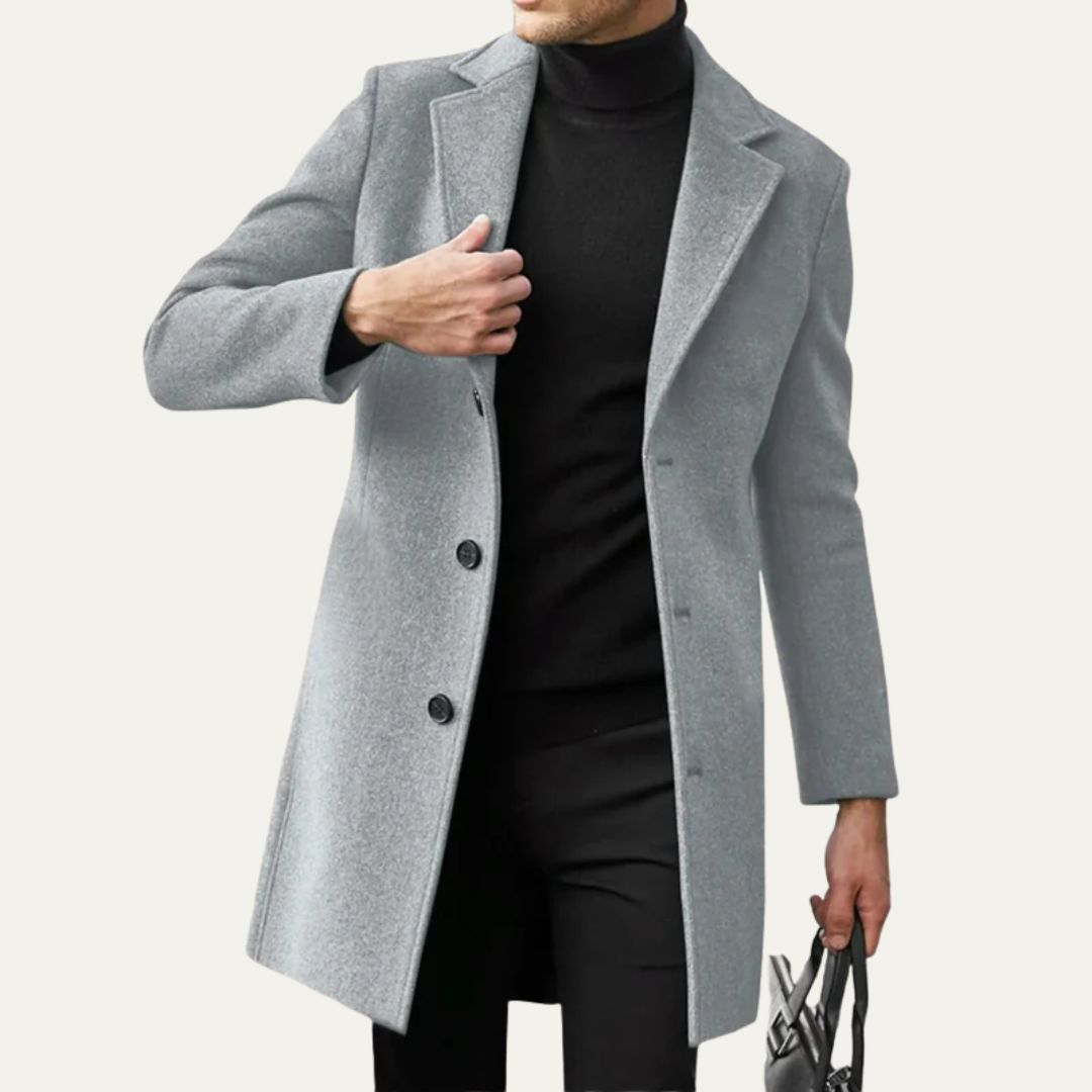 VogeLuxe | Men’s Classic Mid-Thigh Wool Blend Overcoat