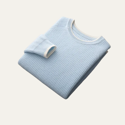 VogeLuxe | Men’s Ribbed Crewneck Sweater with Contrast Trim