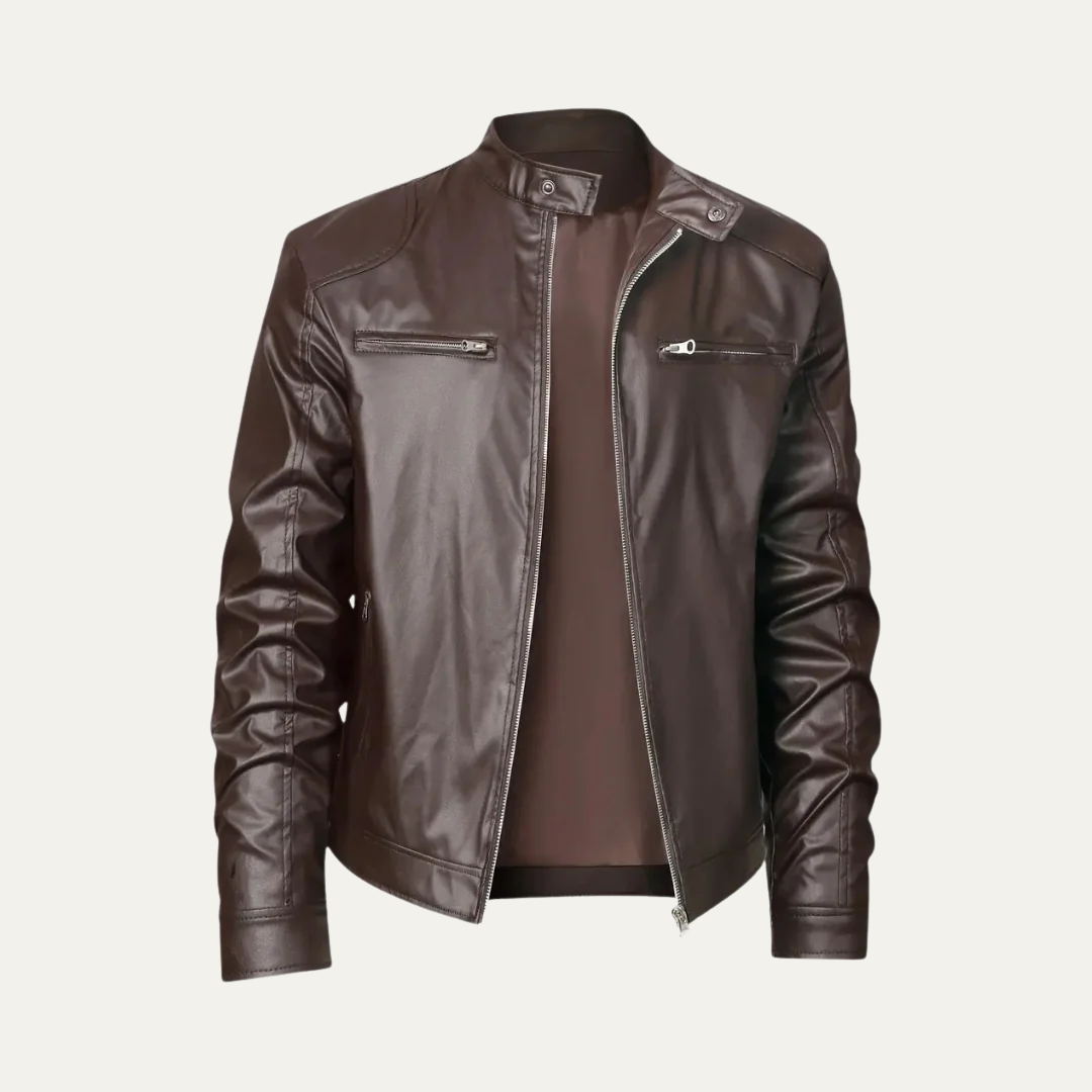 VogeLuxe | Men’s Fitted Leather Motorcycle Jacket