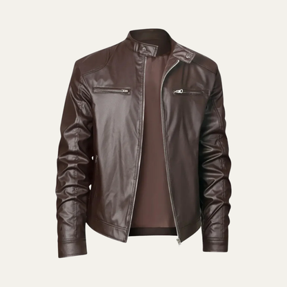 VogeLuxe | Men’s Fitted Leather Motorcycle Jacket