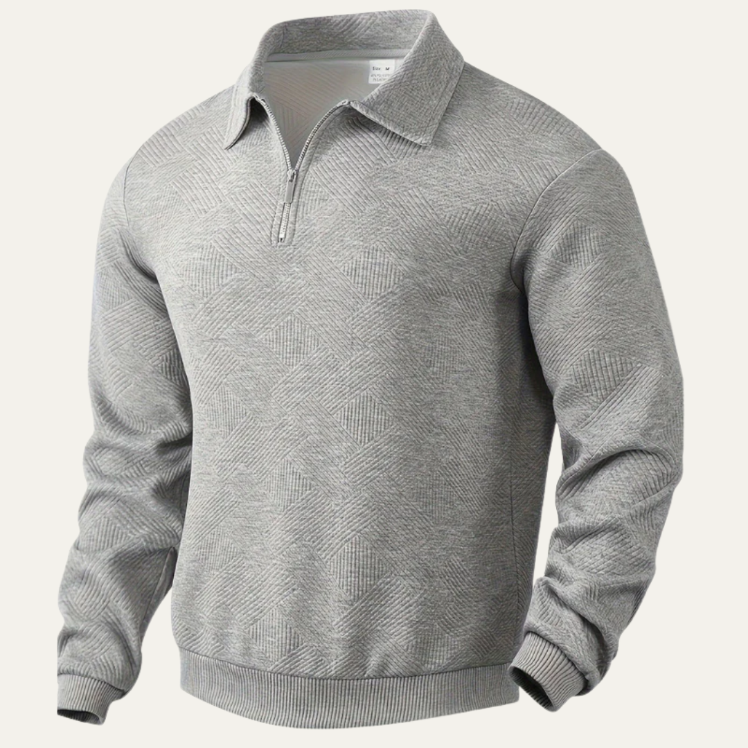 VogeLuxe | Men’s Textured Quarter Zipper Polo Sweater