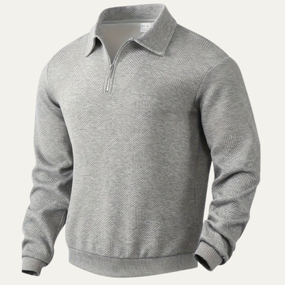VogeLuxe | Men’s Textured Quarter Zipper Polo Sweater