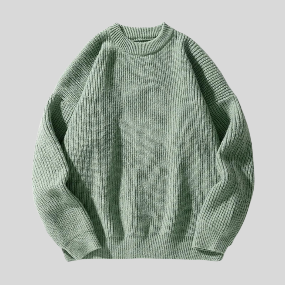 VogeLuxe | Men’s Relaxed Fit Heavy Rib Knit Crew Neck Sweater
