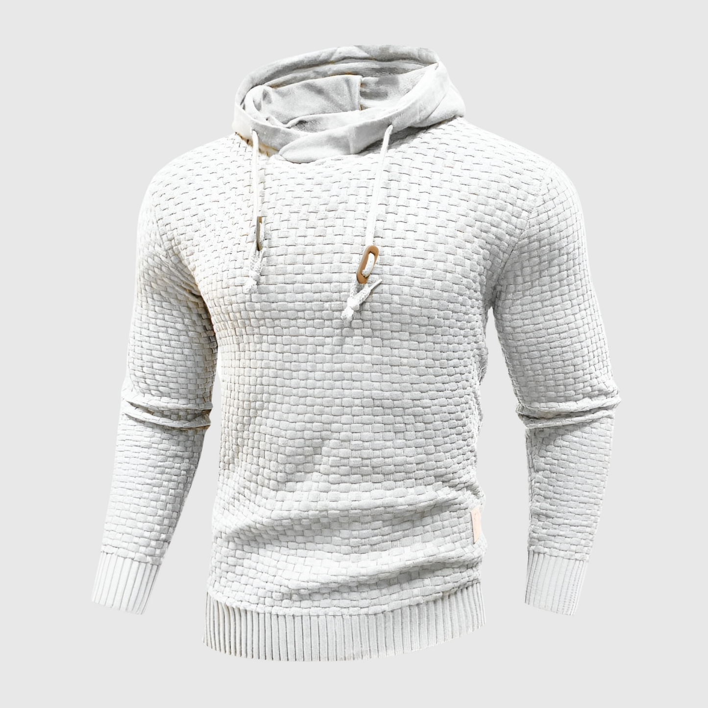 VogeLuxe | Men’s Textured Knit Hoodie With Cowl Hood
