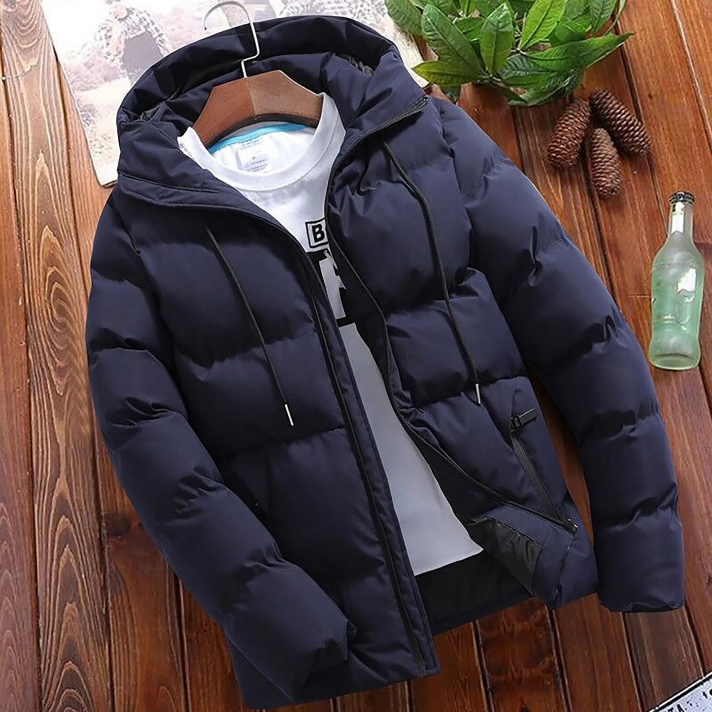 Insulated Waterproof Men's Puffer Coat with Zip