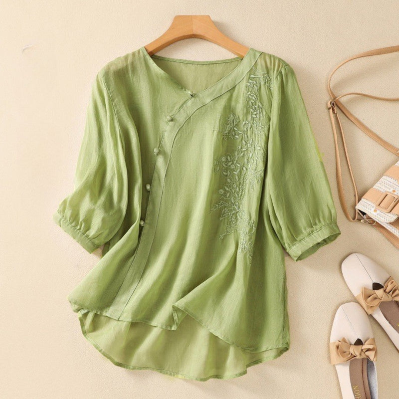 Chic Off Center Button Top