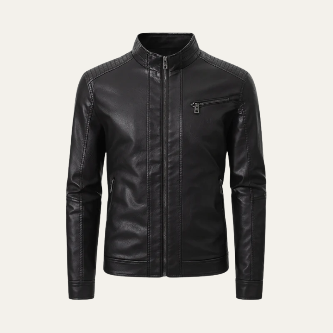VogeLuxe | Men’s Sleek Faux Leather Motorcycle Jacket