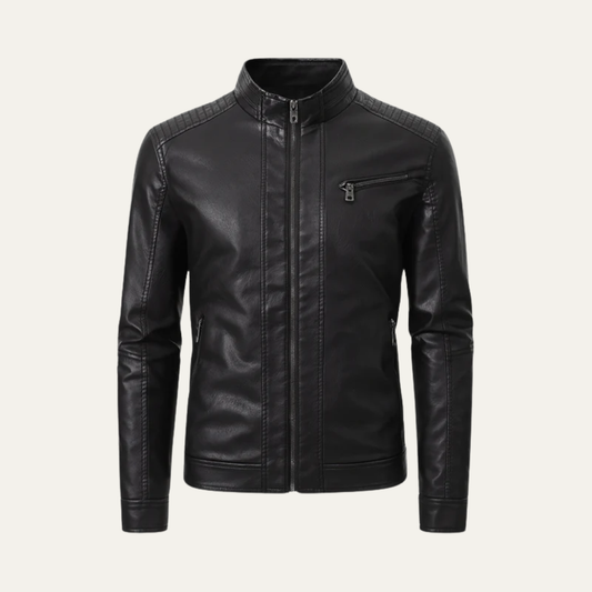 VogeLuxe | Men’s Sleek Faux Leather Motorcycle Jacket