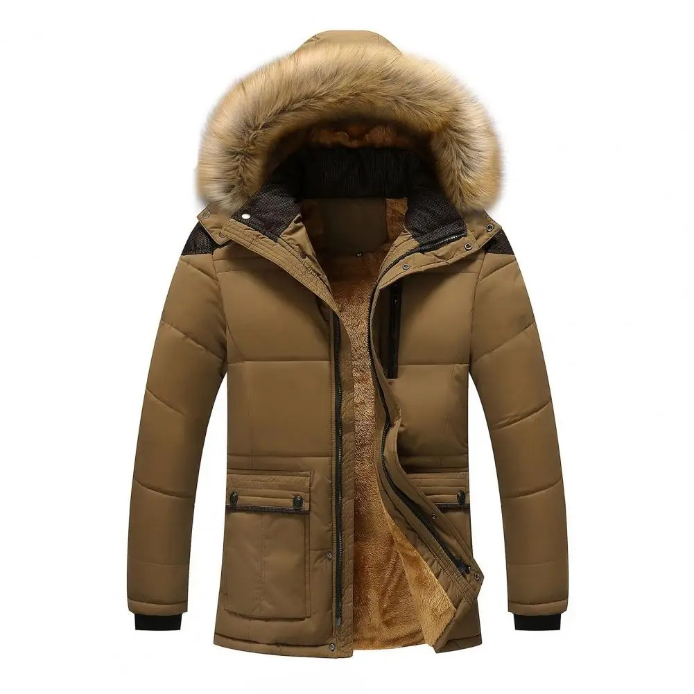 Warm Men's Puffer Parka Coat with Hood