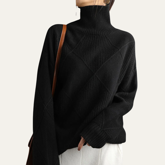 VogeLuxe | Women’s Diamond-Knit Turtleneck Sweater